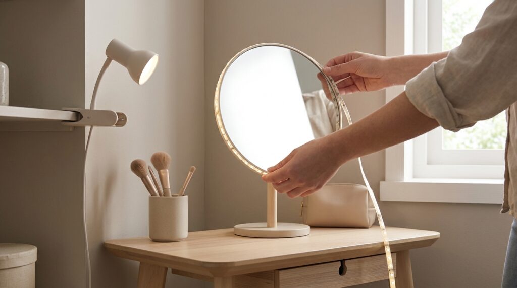 Simple Ideas for a Tiny Vanity or Makeup Corner 27 Lighting Makes a Bigger Difference Than You Think
