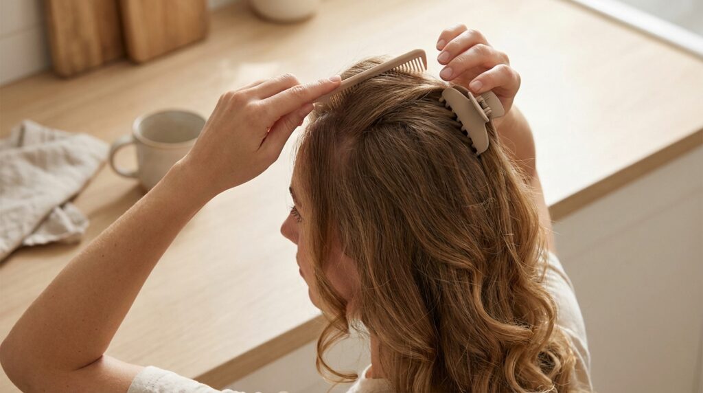 Best Hairstyles to Wear the Day After Heatless Curls 27 Option: Half-Up with Crown Volume