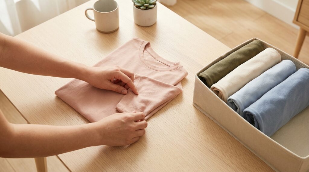 How to Fold Clothes to Save Space in Drawers 27 T-Shirts and Casual Tops
